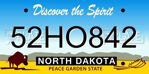 52HO842 North Dakota License Plate