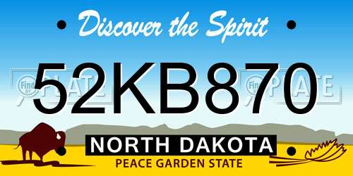 52KB870 North Dakota License Plate