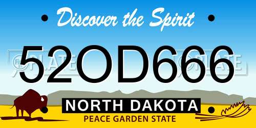 52OD666 North Dakota License Plate