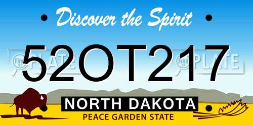 52OT217 North Dakota License Plate