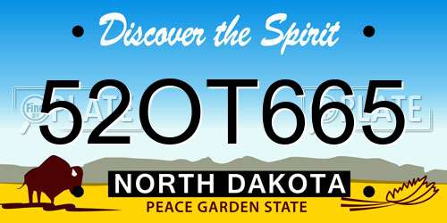 52OT665 North Dakota License Plate