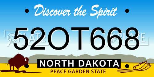 52OT668 North Dakota License Plate