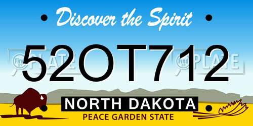52OT712 North Dakota License Plate