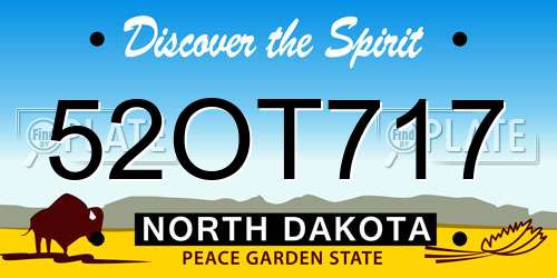 52OT717 North Dakota License Plate