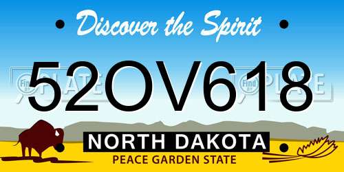 52OV618 North Dakota License Plate