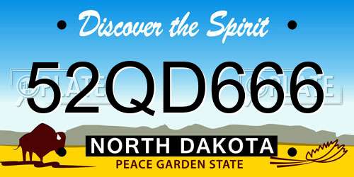 52QD666 North Dakota License Plate
