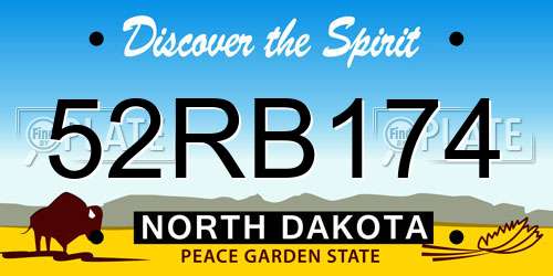 52RB174 North Dakota License Plate