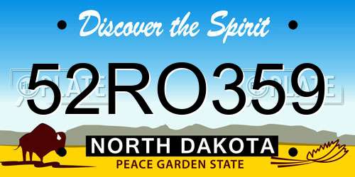 52RO359 North Dakota License Plate
