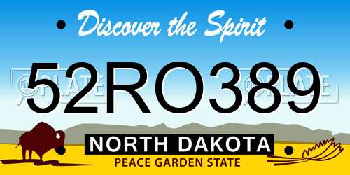 52RO389 North Dakota License Plate