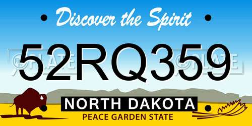 52RQ359 North Dakota License Plate