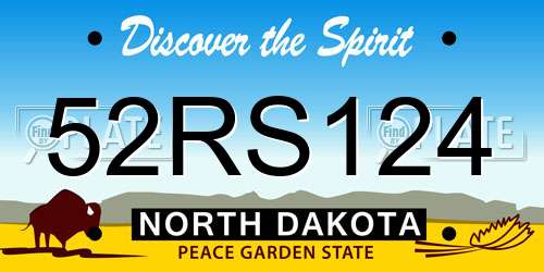 52RS124 North Dakota License Plate