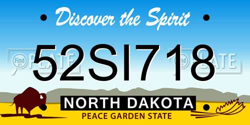 52SI718 North Dakota License Plate