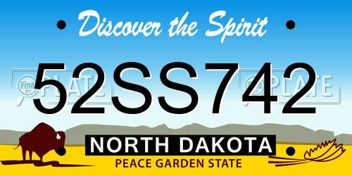 52SS742 North Dakota License Plate