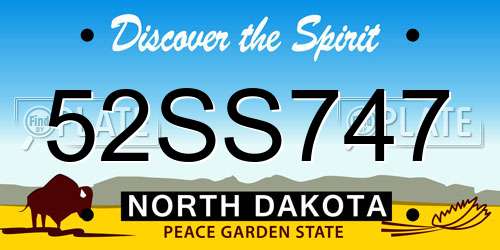 52SS747 North Dakota License Plate
