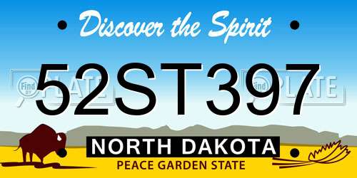 52ST397 North Dakota License Plate