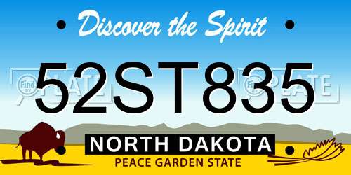 52ST835 North Dakota License Plate