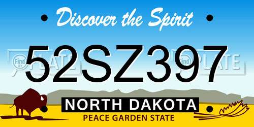 52SZ397 North Dakota License Plate