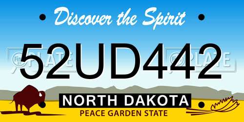 52UD442 North Dakota License Plate