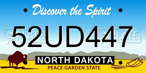 52UD447 North Dakota License Plate