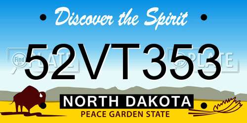 52VT353 North Dakota License Plate