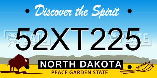 52XT225 North Dakota License Plate