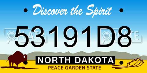 53191D8 North Dakota License Plate
