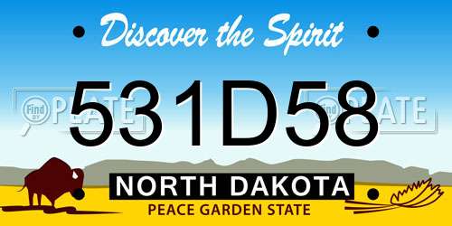 531D58 North Dakota License Plate