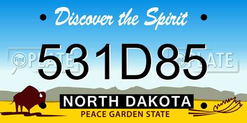 531D85 North Dakota License Plate