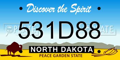 531D88 North Dakota License Plate