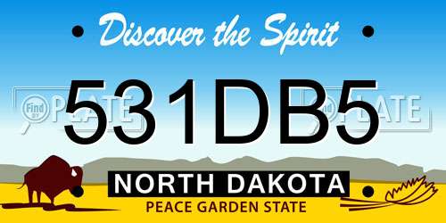 531DB5 North Dakota License Plate