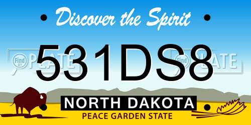 531DS8 North Dakota License Plate