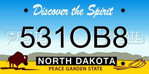 531OB8 North Dakota License Plate