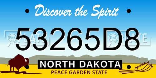 53265D8 North Dakota License Plate