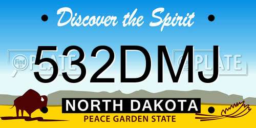 532DMJ North Dakota License Plate