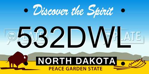 532DWL North Dakota License Plate