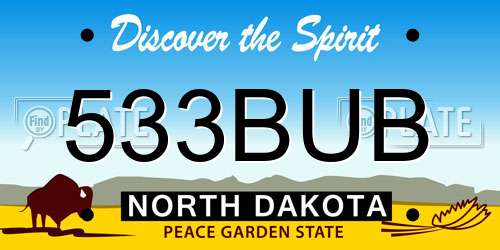 533BUB North Dakota License Plate