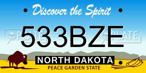 533BZE North Dakota License Plate