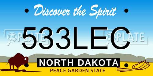 533LEC North Dakota License Plate