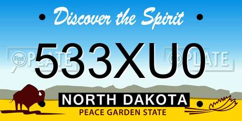 533XU0 North Dakota License Plate