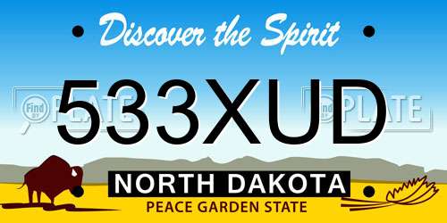533XUD North Dakota License Plate