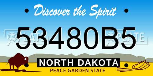 53480B5 North Dakota License Plate