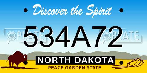 534A72 North Dakota License Plate