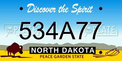 534A77 North Dakota License Plate