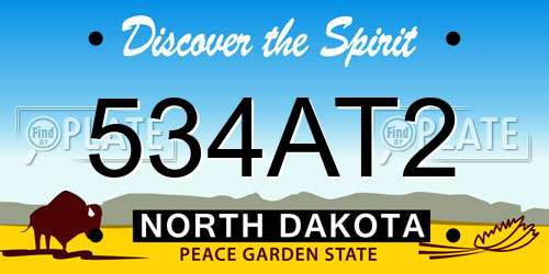 534AT2 North Dakota License Plate