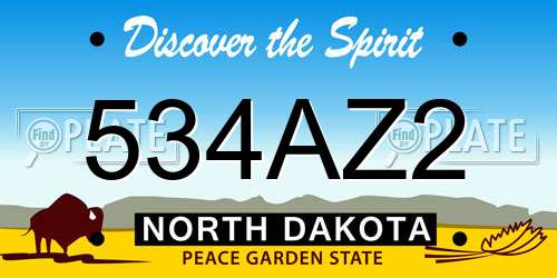 534AZ2 North Dakota License Plate