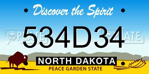 534D34 North Dakota License Plate