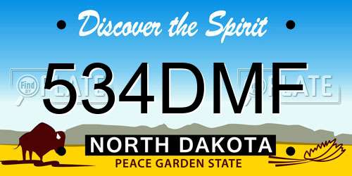 534DMF North Dakota License Plate