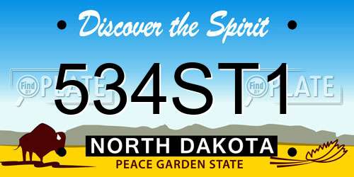 534ST1 North Dakota License Plate