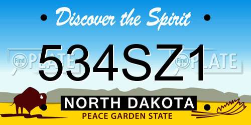 534SZ1 North Dakota License Plate