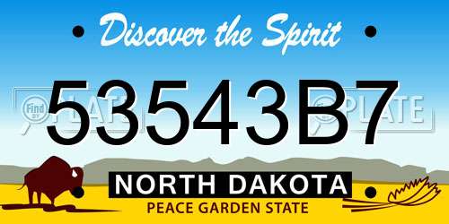 53543B7 North Dakota License Plate